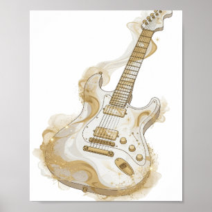 Cool Silver GULD GITAR Anpassad Design Poster
