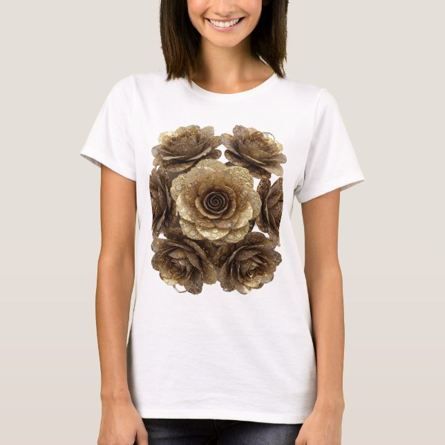 Cool Silver GYLLENE ROSOR Slogan Design T Shirt (Framsida)