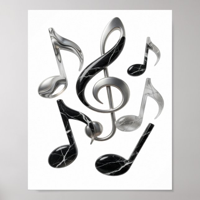 Cool Silver MUSIK I RÖRELSE Textdesign Poster (Framsidan)