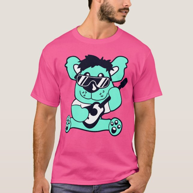 Cool Sittingeddyoy Bear Playing Guitar Music funny T Shirt (Framsida)