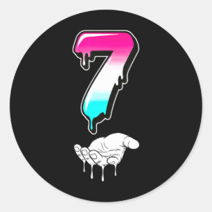 Cool Six Seven 6 7 Meme Gen Alpha Slang Kostym Ma Runt Klistermärke