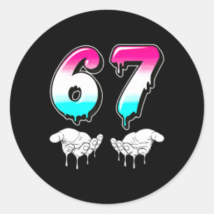 Cool Six Seven 6 7 Meme Gen Alpha Slang Kostym Ma Runt Klistermärke
