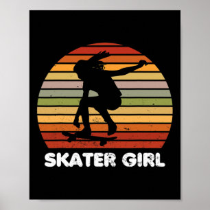 Cool Skatarte Art Tjej Skateboard Skateboard Skate Poster