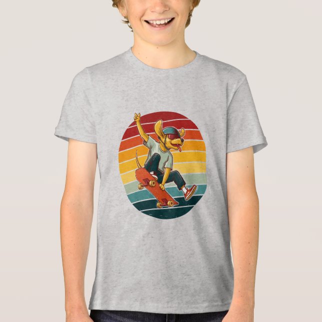 Cool Skateboarding Dog Illustration T Shirt (Framsida)