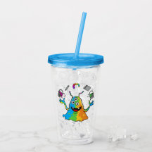 Cool Skater Bulldog Blue Acrylic Tumbler