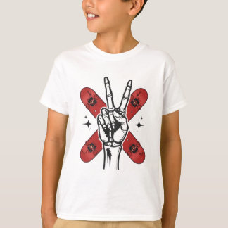 Cool Skeleton Fredstecken Skateboard Barn T-Shirt