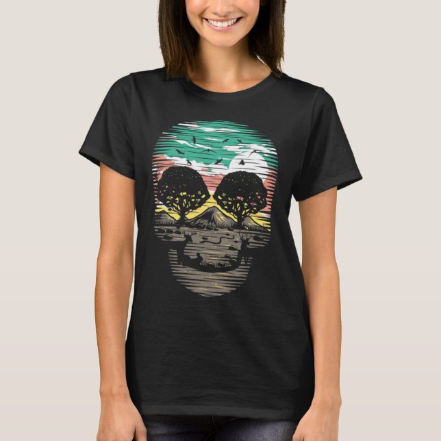 Cool Skeleton of plant nature  Landscape of trees  T Shirt (Framsida)