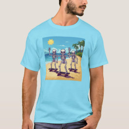 Cool Skeletons At The Beach Design T Shirt