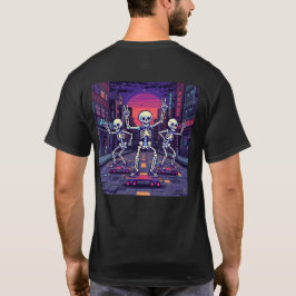 Cool Skeletons In The City Vaporwave Style Design T Shirt