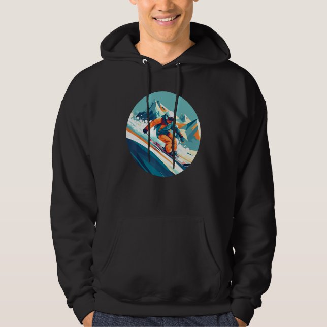Cool Ski Sport in Winter for Cool Snow Slope Hoodie (Framsida)