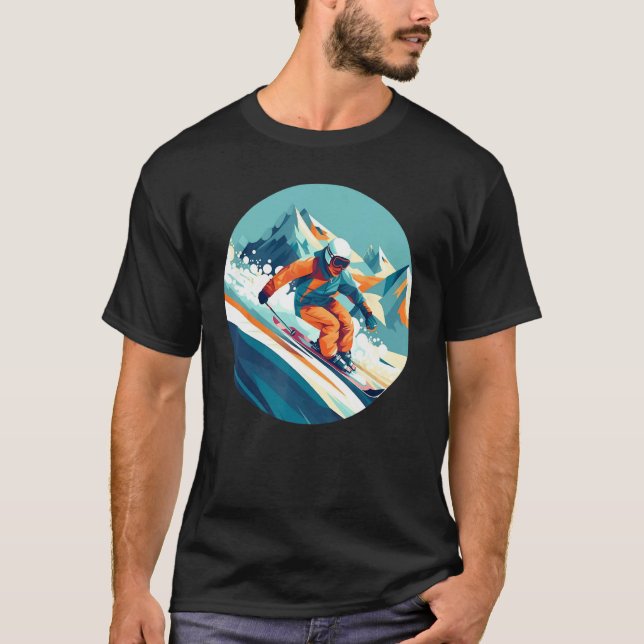 Cool Ski Sport in Winter for Cool Snow Slope T Shirt (Framsida)