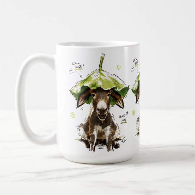 Cool Skugga Gott Dag Rolig Åsna med Lövhatt Kaffemugg (Vänster)