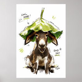 Cool Skugga Gott Dag Rolig Åsna med Lövhatt Poster