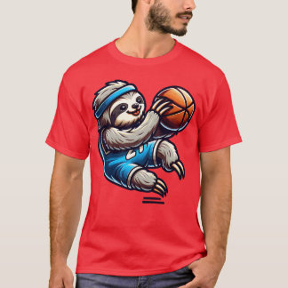 Cool Sloth Basketball Player Sports Design friend T Shirt
