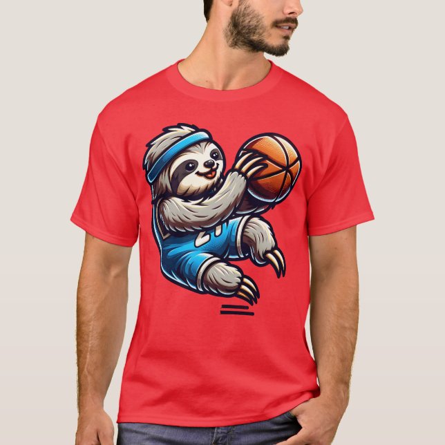 Cool Sloth Basketball Player Sports Design friend T Shirt (Framsida)