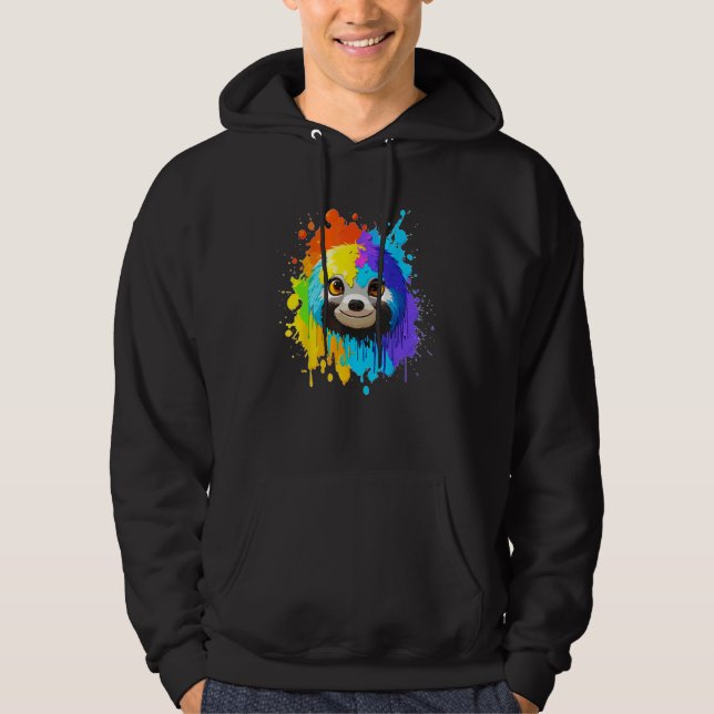 Cool Sloth Cute Colourful Splash Sloth Hoodie (Framsida)