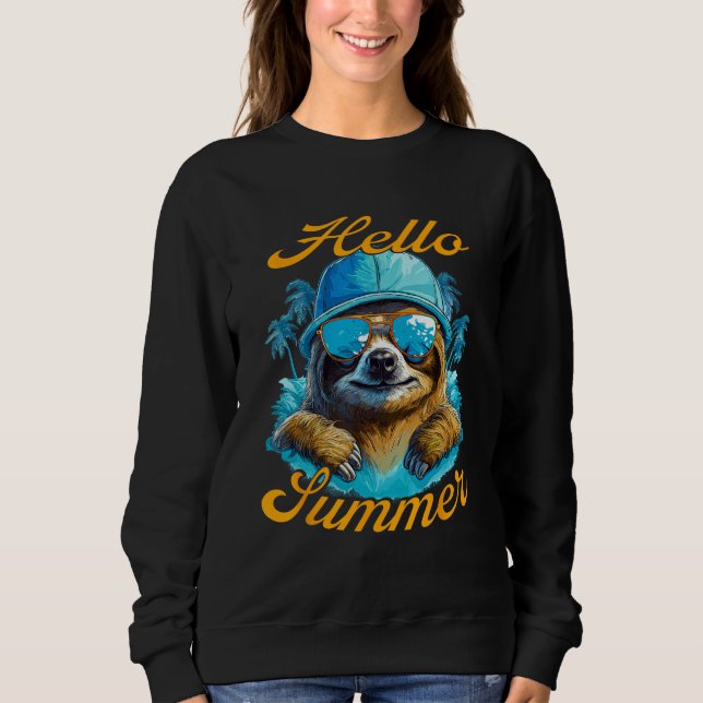 Cool Sloth Hello Summer Vacation Beach Summer T Shirt (Framsida)