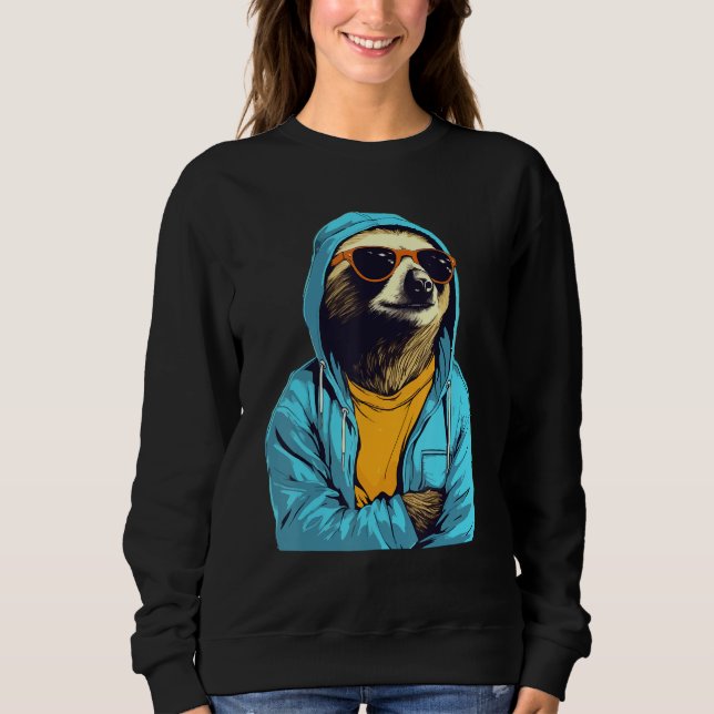 Cool Sloth With Sunglasses And Blue Jacket For Laz T Shirt (Framsida)