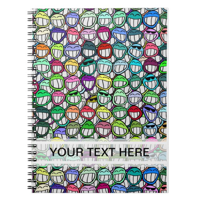 COOL SMILING FACES GROUP + din text Anteckningsbok Med Spiral (Framsidan)