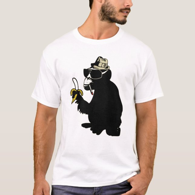 cool smoking monkey tee shirt (Framsida)