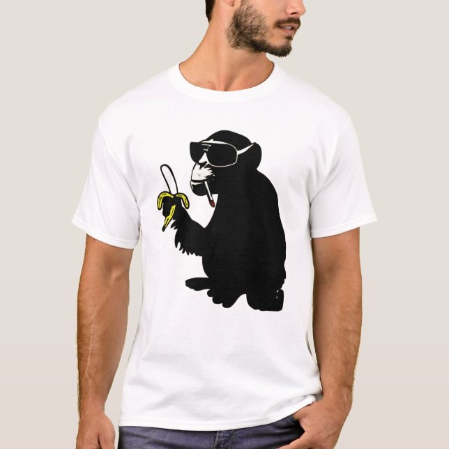 cool smoking monkey tee shirt (Framsida)