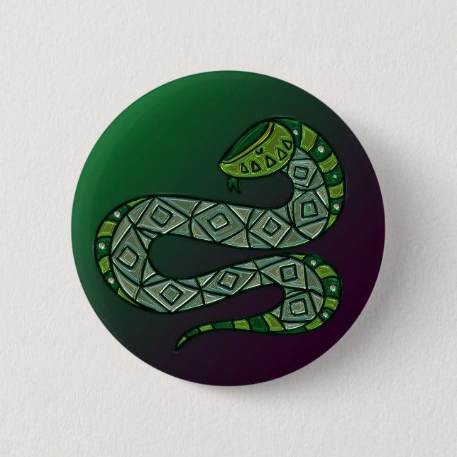 Cool Snake Metalliserad Tribal Art Knapp (Framsida)