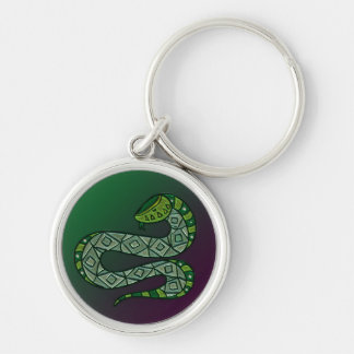 Cool Snake Metalliserad Tribal Art Rund Silverfärgad Nyckelring