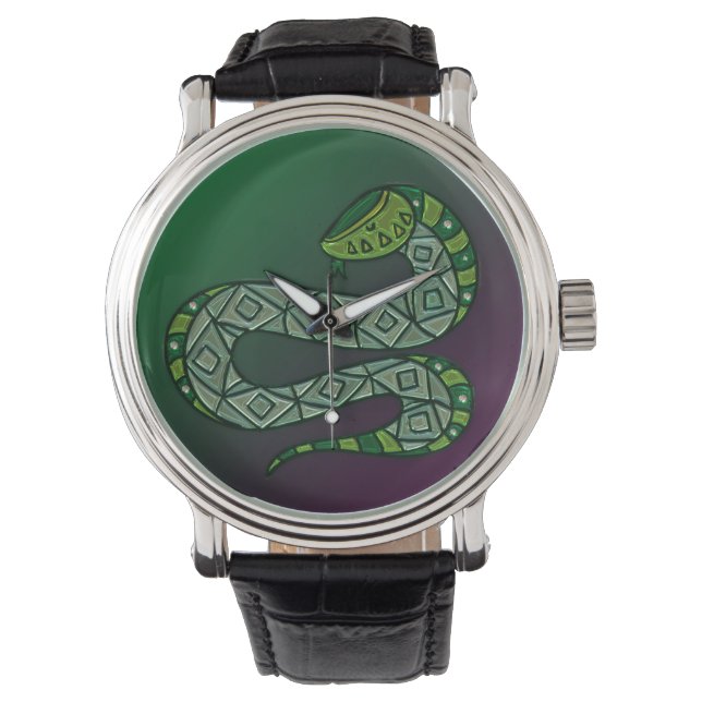 Cool Snake Metallized Tribal Art Armbandsur (Framsida)