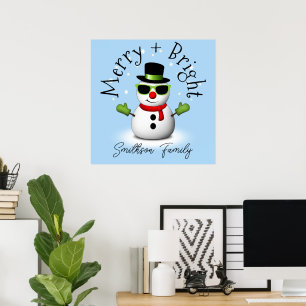 Cool Snemann Glad Jul Familj Anpassad  Poster