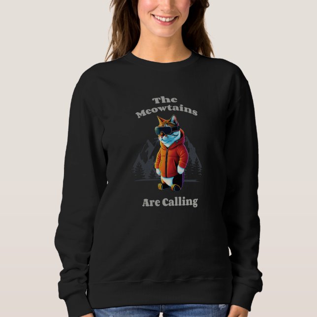 Cool Snowboard Cat For Men Women Ski Mountain Skie T Shirt (Framsida)