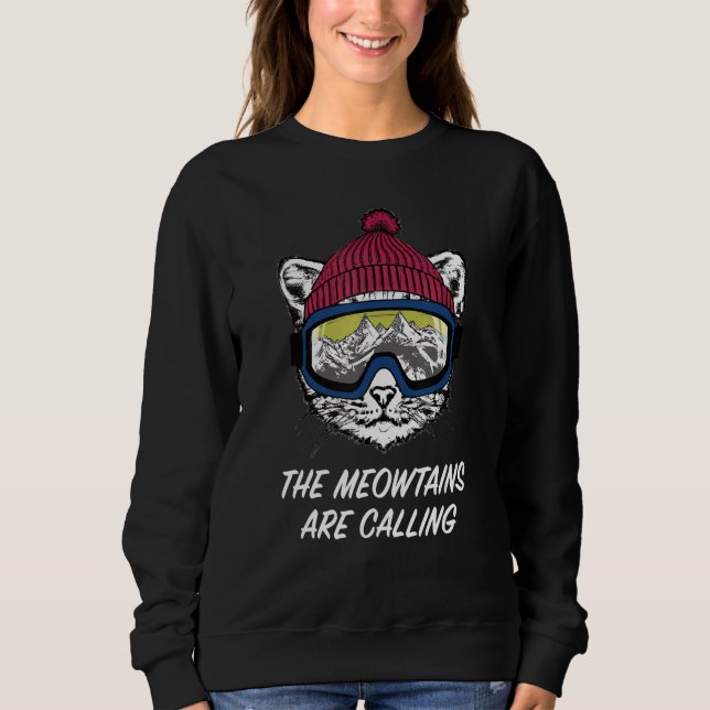 Cool Snowboard Ski Lover Mountain Skier Funny Cat  T Shirt (Framsida)