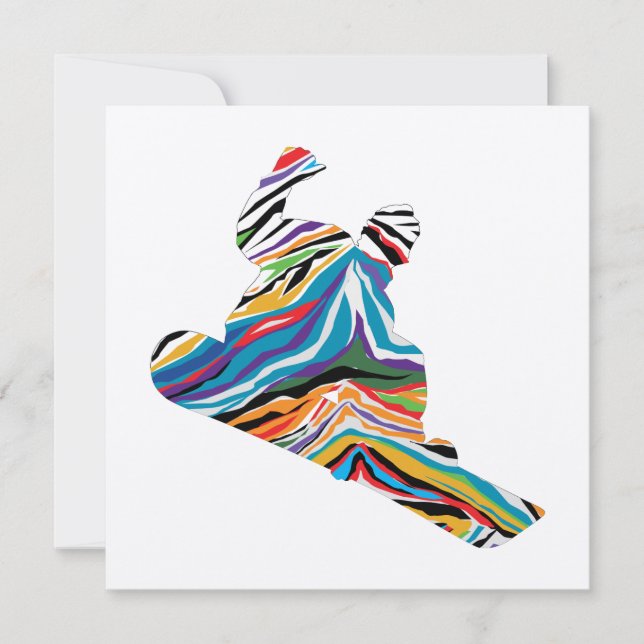 Cool snowboardåkare i psykedelisk zebraskrivning anteckningskort (Framsida)