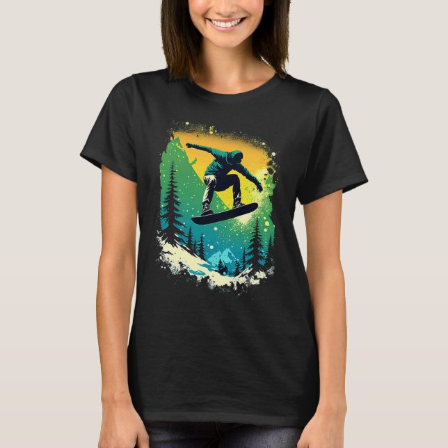 Cool Snowboarder Snowboarding Mountains Ski Men's  T Shirt (Framsida)