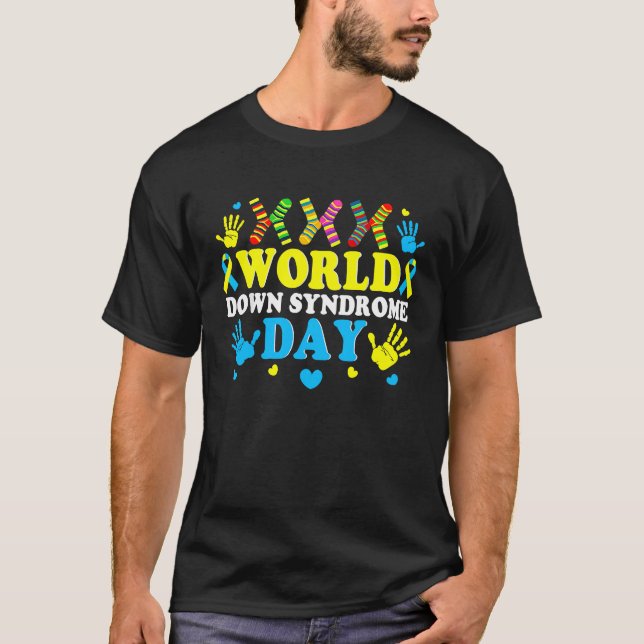 Cool Socks World Down Syndrome Awareness Supporter T Shirt (Framsida)