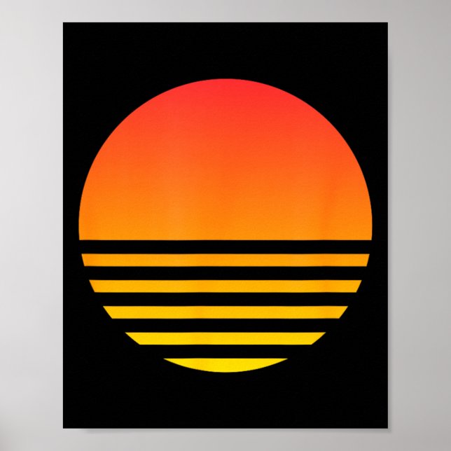 Cool solnedgång sommar strand surf 80-tal retro va poster (Framsidan)