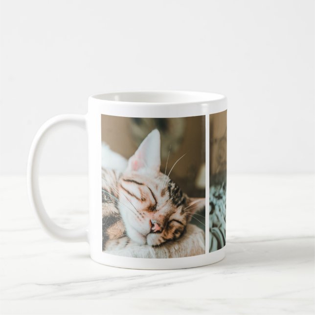 Cool Sömnig Kattunge Älskare Foto Kollage Mugg (Vänster)