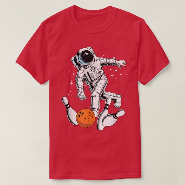Cool Space Astronaut Playing Bowling Graphic Desig T Shirt (Design framsida)