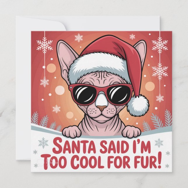 Cool Sphynx Cat Christmas Santa Design Julkort (Framsida)