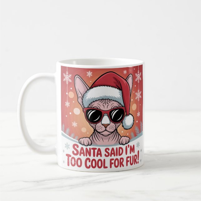 Cool Sphynx Cat Christmas Santa Design Kaffemugg (Vänster)