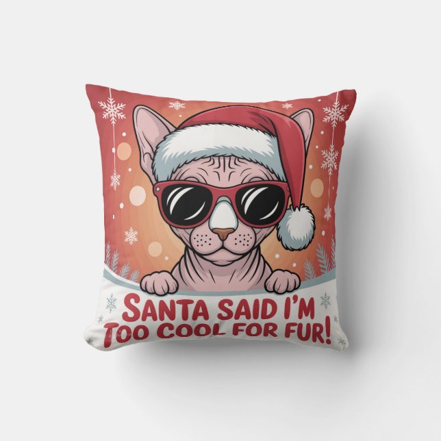Cool Sphynx Cat Christmas Santa Design Kudde (Framsida)