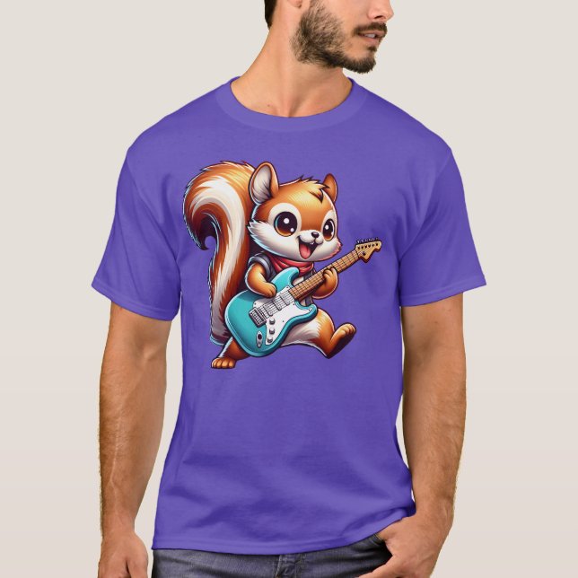 Cool Squirrel Gitarrist Rock Band pojke T Shirt (Framsida)