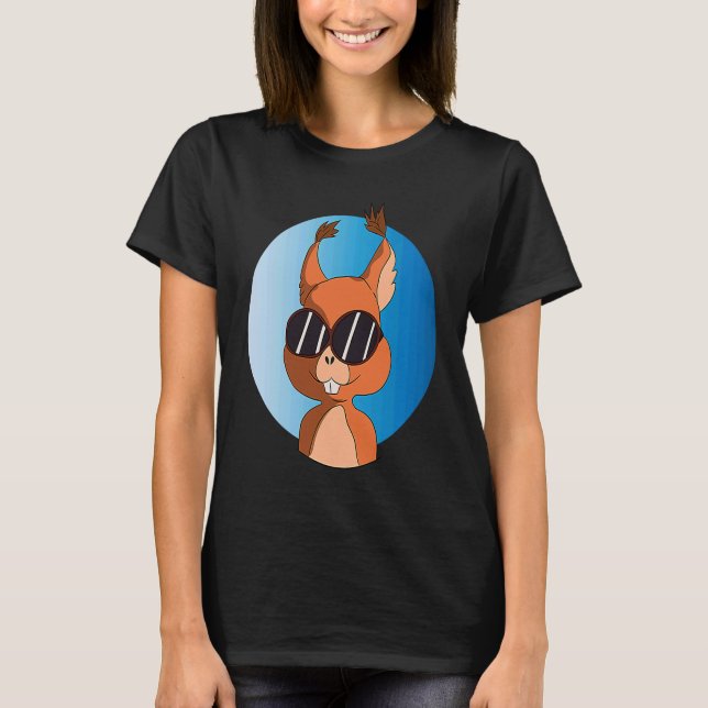 Cool Squirrel with Sunglasses T Shirt (Framsida)