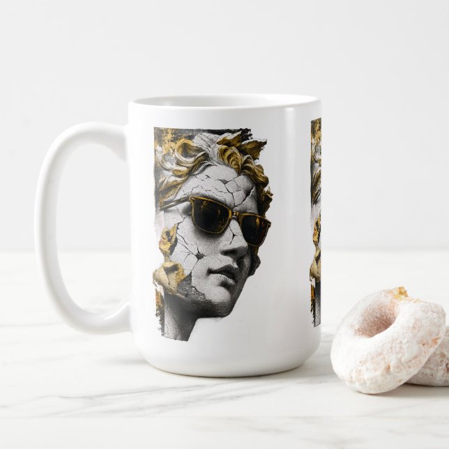 Cool staty med solglasögon – gammal visdom moderni kaffemugg (Med munk)