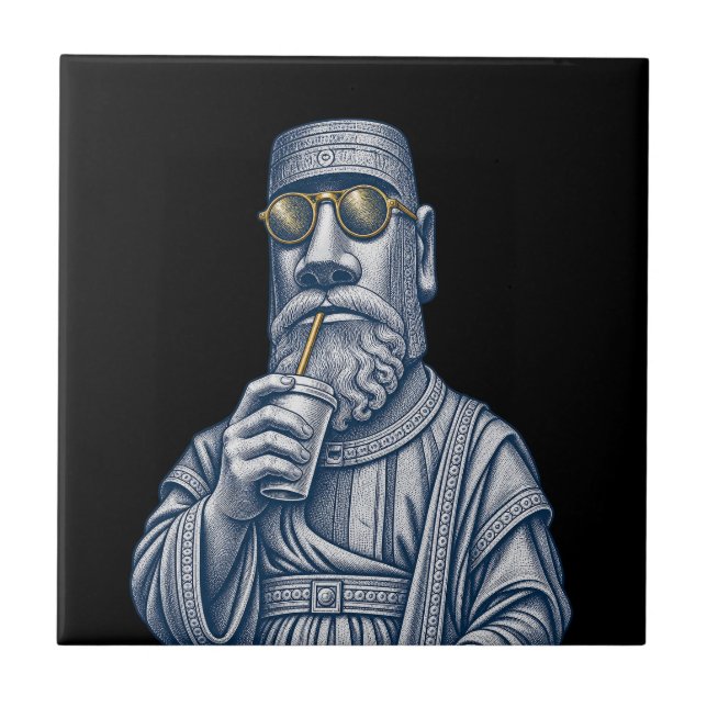 Cool Stone Man Vintage Art Keramisk Kakel (Framsidan)