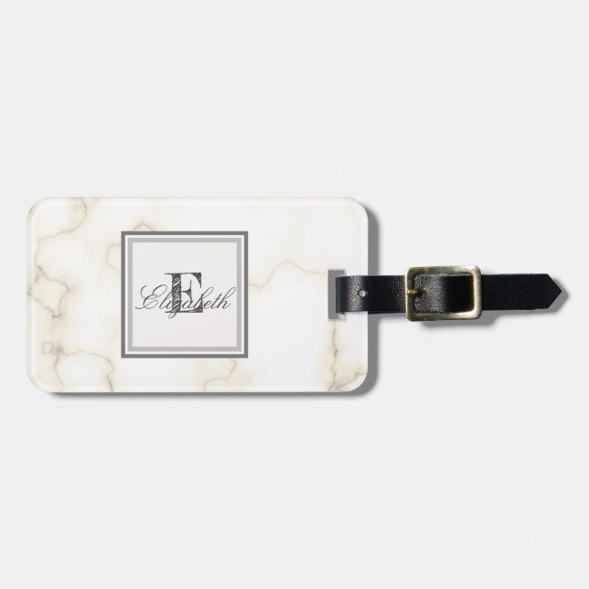 Cool Stone Marmorstruktur, Monogram-Personlig Bagagebricka (Horisontell Framsida)