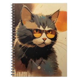 Cool Streetwear Graffiti Cat with Sunglasses Graph Anteckningsbok