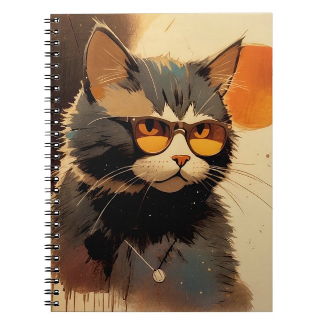 Cool Streetwear Graffiti Cat with Sunglasses Graph Anteckningsbok (Framsidan)
