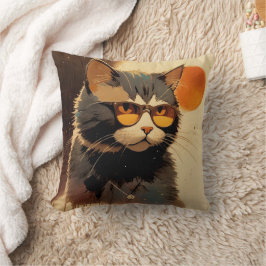 Cool Streetwear Graffiti Cat with Sunglasses Kudde
