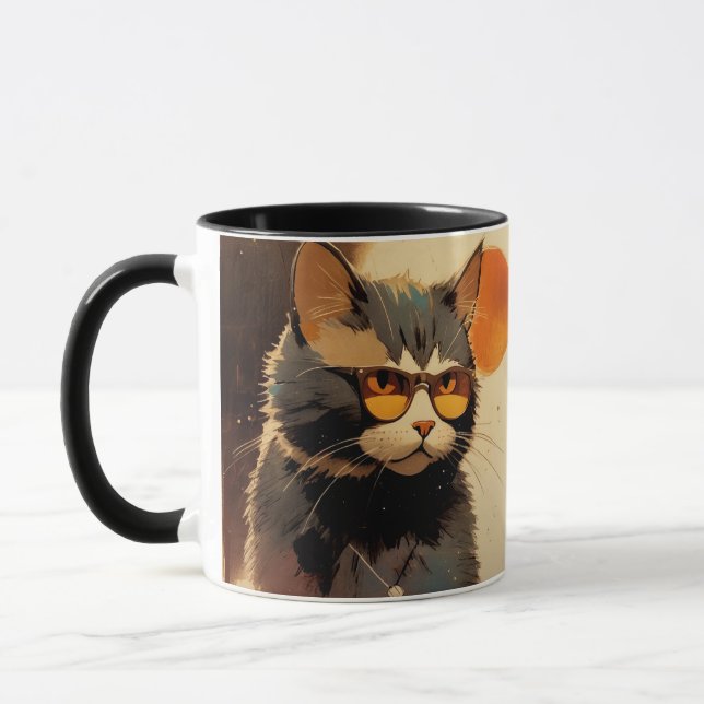 Cool Streetwear Graffiti Cat with Sunglasses  Mugg (Vänster)