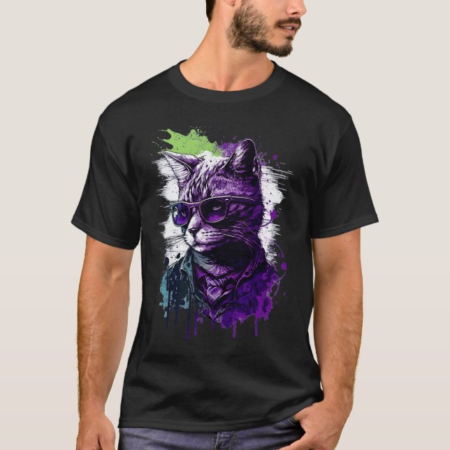 Cool Subtil Asexuell Pride Katt Konst Ace Pride Ka T Shirt (Framsida)